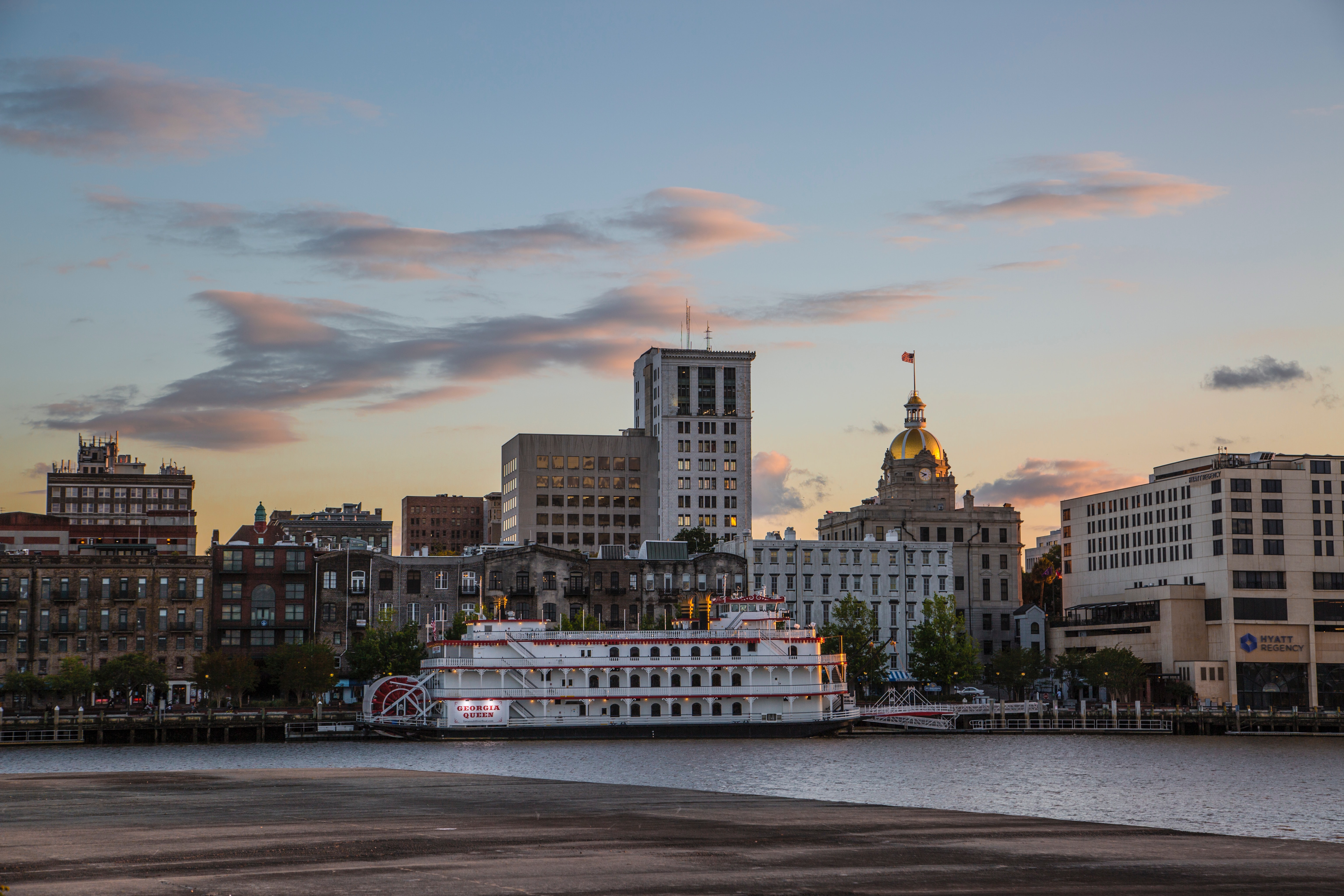Skyline of Savannah, Georgia at sunset. Photo by Tyler Edic on Unsplash.