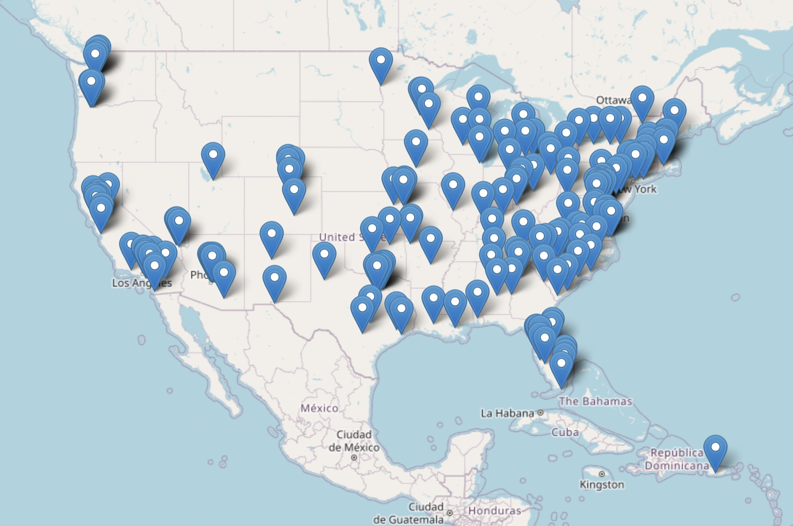 Map of membership location